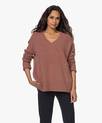 extreme cashmere N°124 Vital V-neck Cashmere Sweater - Terra
