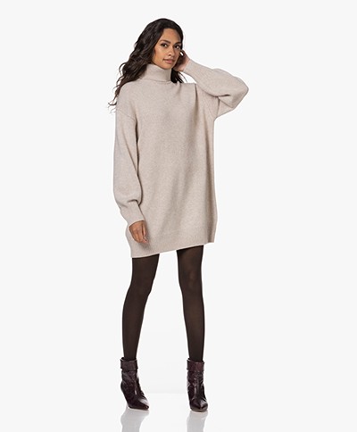 Drykorn Jardany Wool and Cashmere Long Turtleneck Sweater - Tapioca 