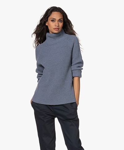 Drykorn Arwen Rib Knit Turtleneck Sweater - Dusty Blue