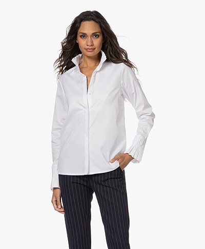 Woman by Earn Pli Poplin Shirt with Pleated Details - White