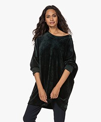 Woman by Earn Tom Oversized Velvet Sweatshirt - Dark Green