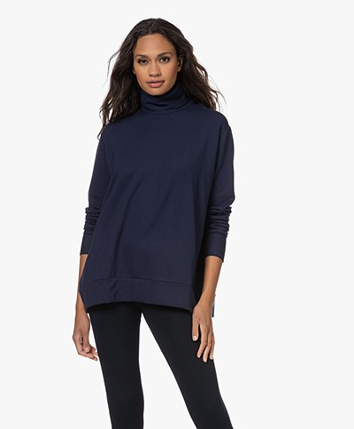 Majestic Filatures Soft Touch Jersey Turtleneck Sweater - Ink Blue