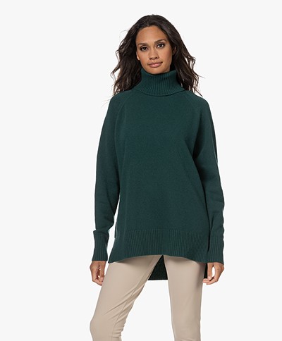 Woman by Earn Annet Merino and Cashmere Turtleneck Sweater - Dark Green