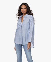 Drykorn Aake Striped Cotton Shirt  - Blue