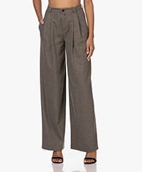 Drykorn Elate Pinstripe Wool Blend Pleated Pants - Brownish Grey