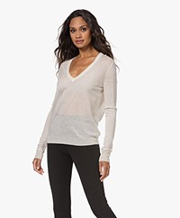 Joseph Cashair Cashmere V-hals Trui - Ivoor
