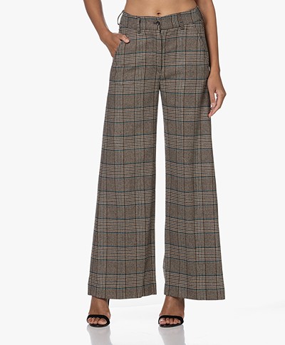 DIEGA Parivo Checkered Wool Blend Pants - Multi