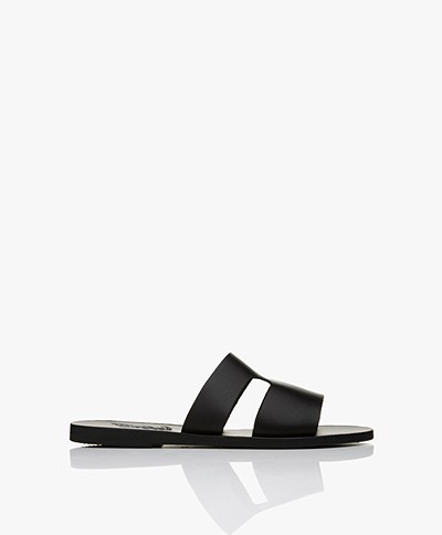Ancient Greek Sandals Apteros Leren Slippers - Zwart