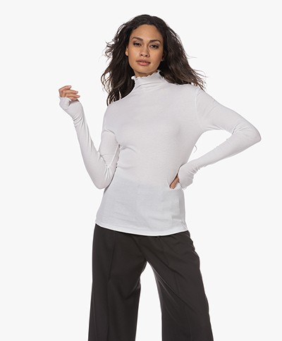 Filippa K Lyocell-Cotton Mock Neck Sweater - White