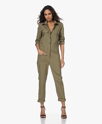 Woman by Earn Brianna Paper Cotton Jumpsuit - Khaki