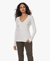 James Perse Ribbed Sweater with V-neck - Oyster 