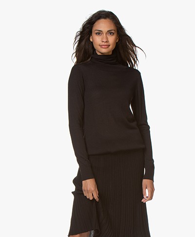 LaSalle Wool Blend Turtleneck Sweater - Black