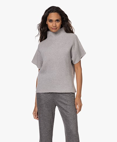 LaSalle Wool and Cashmere Short Sleeve Sweater - Grey