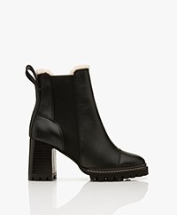 See by Chloé Mallory Leather Chelsea Boots with Heel - Black