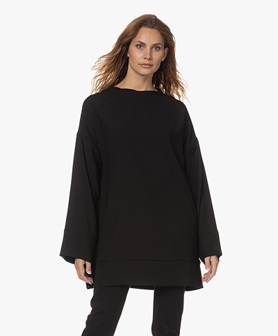 Woman by Earn Lon Crepe Oversized Blouse - Black