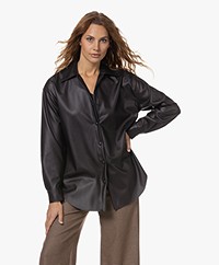 Enza Costa Vegan Leather Overshirt - Black