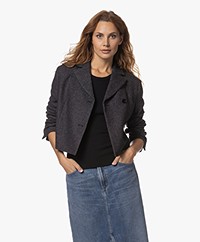 Closed Cropped Double Breasted Twill Blazer - Charcoal