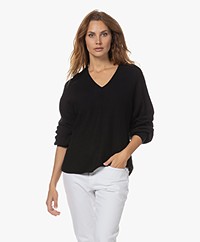 Repeat Cotton-Cashmere Balloon Sleeve Sweater - Black