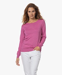 Repeat Cotton Blend Boat Neck Sweater - Rose