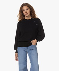 Repeat Cashmere Sweater with Button Closure - Black
