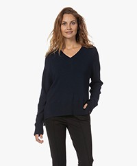 Woman by Earn Anna Modal Blend Knit V-neck Sweater - Navy