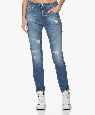 Closed Skinny Pusher Destroyed Jeans - Mid Blue