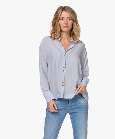 ba&sh Victoire Viscose Blend Pinstripe Shirt - Sky Blue