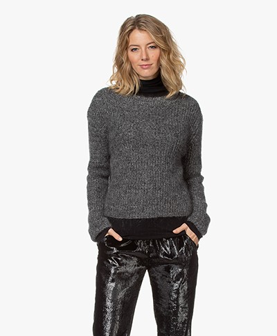 no man's land Kid Mohair and Wool Blend Sweater - Anthracite