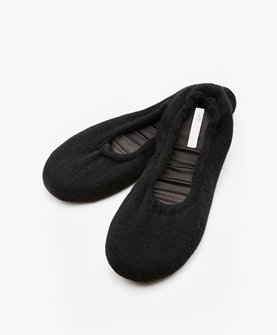 Skin Ballet Flats Cashmere Slippers - Black