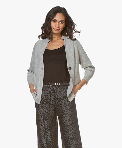 Repeat Pure Cashmere Short Cardigan - Silver Grey