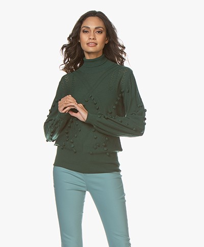 Plein Publique La Lumiere Pompon Turtleneck Sweater - Dark Green