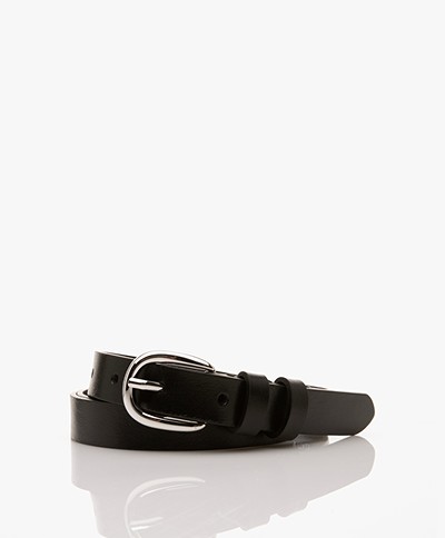 Drykorn Shaia Narrow Leather Belt - Black