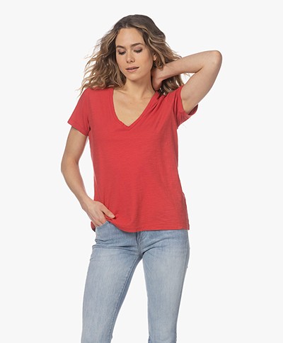 Denham Ramona Slub Jersey T-shirt - Cardinal Red