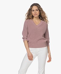 by-bar Lune Organic Cotton V-neck Sweater - Ash Rose
