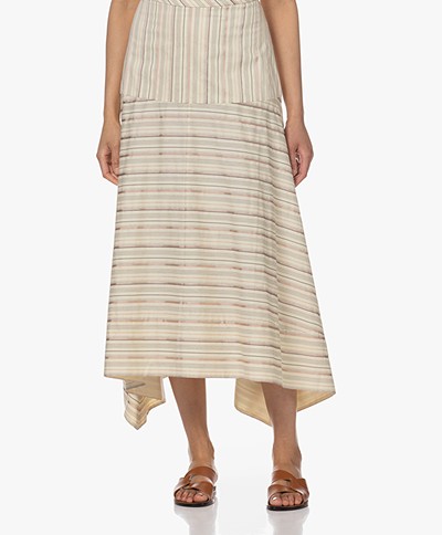 Joseph Dalwood Silk Blend Striped Midi Skirt - Maplewood