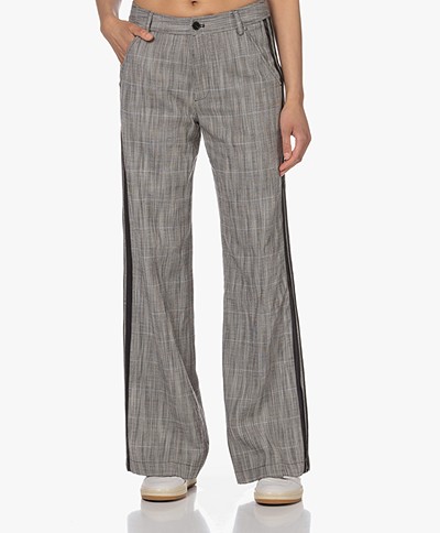 Closed Cholet Checkered Side Stripe Pants - Black/Off-white
