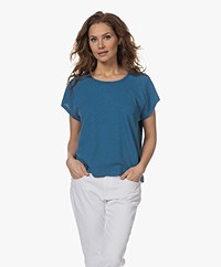 DIEGA Telo Katoen en Linnen T-shirt - Blauw