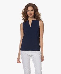 Woman by Earn Dewi Crepe Top with V-split - Navy