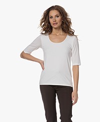 LaSalle Lyocell Elbow Sleeve T-shirt - Panna