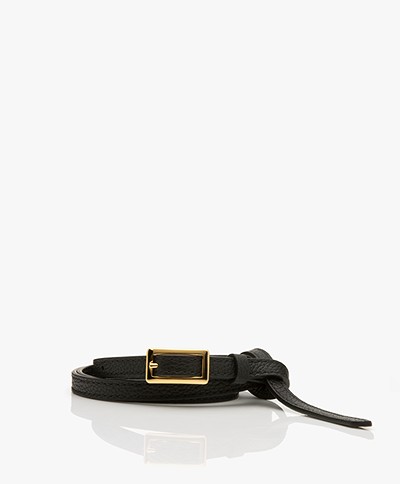 Filippa K Mini Leather Waist Belt - Black/Gold