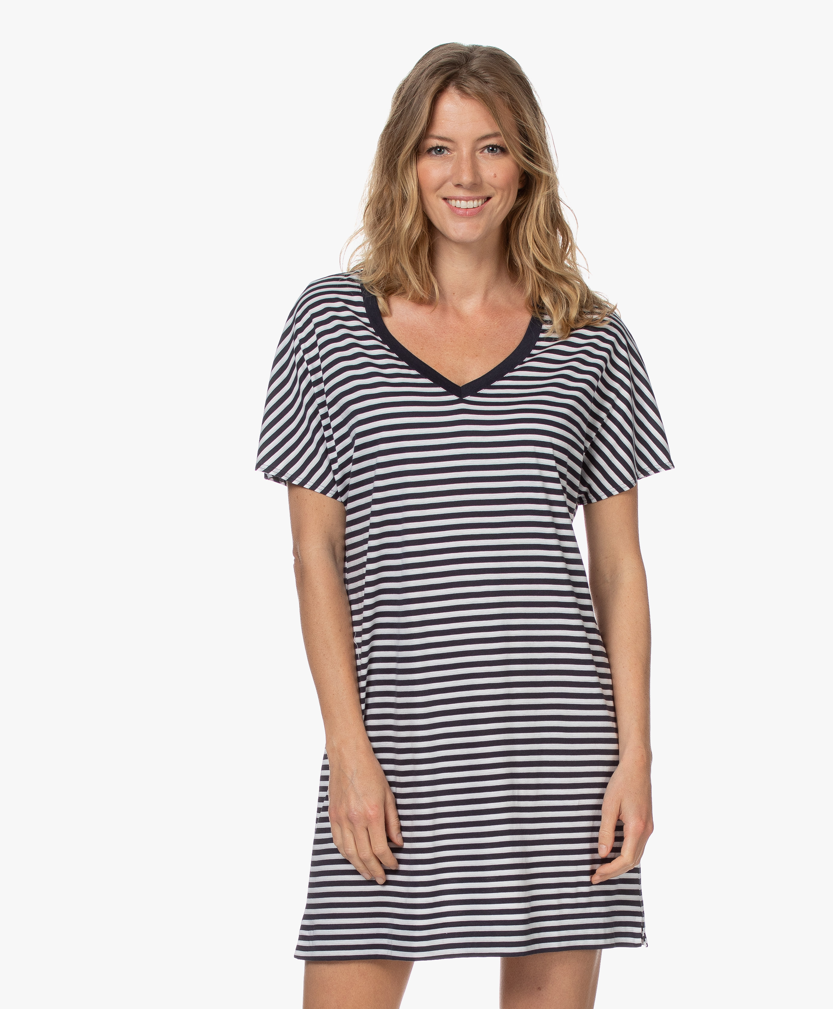 HANRO Laura Striped Jersey Nightshirt - Midnight Stripe - 077111 2923 ...