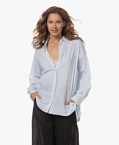Drykorn Effie Oversized Striped Shirt - Blue/White
