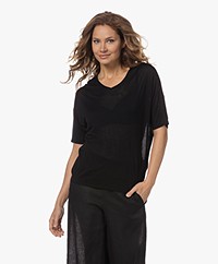 Sibin/Linnebjerg Cora Gebreid Viscose T-shirt - Zwart 