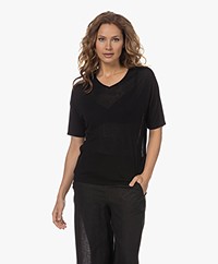 Sibin/Linnebjerg Cora Knitted Viscose T-shirt - Black