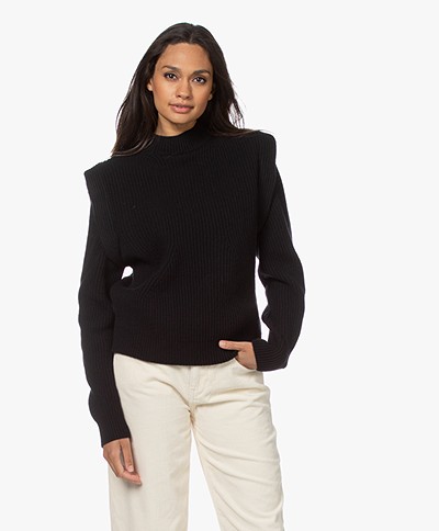 Drykorn Jorah Sweater with Shoulder Pleats - Black 