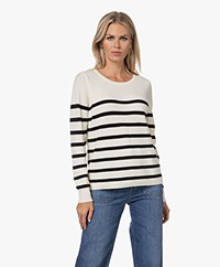 Sibin/Linnebjerg Piper Striped Merino Sweater - Off-white/Navy