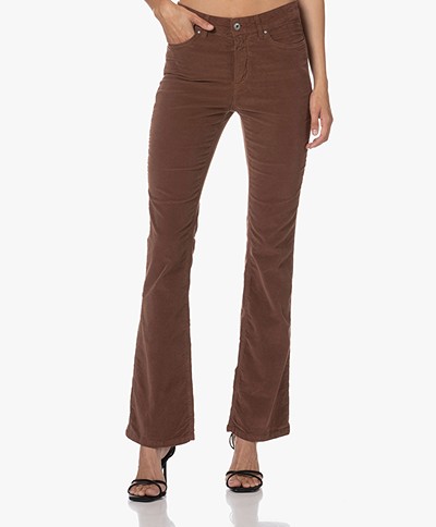 no man's land Flared Velours Broek - Cocoa 