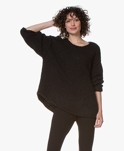 American Vintage Boolder Alpaca Blend Oversized Pullover - Black