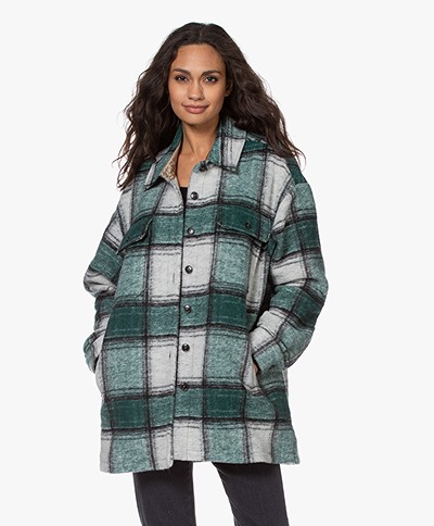 Closed Titania Checkered Wool Blend Coat - Olivesheen