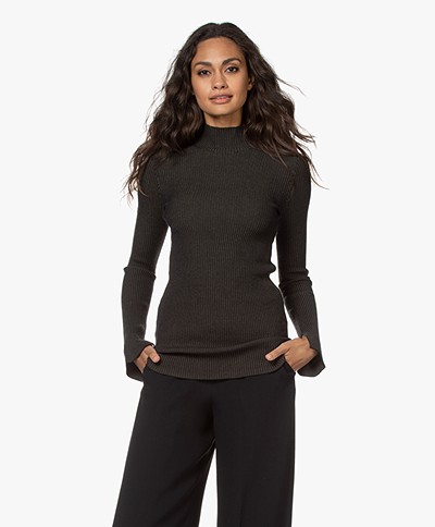 By Malene Birger Cissus Ribbed Funnel Neck Sweater - Hunt